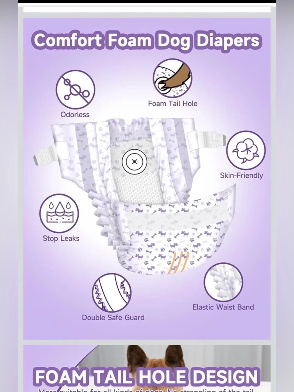 5/$25 Female Dog Disposable Diapers - Light Purple (X-Small, 20pcs)